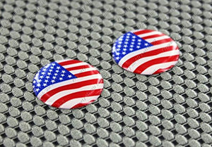 USA Flag Raised Clear Domed Lens Decal Set Round 1"