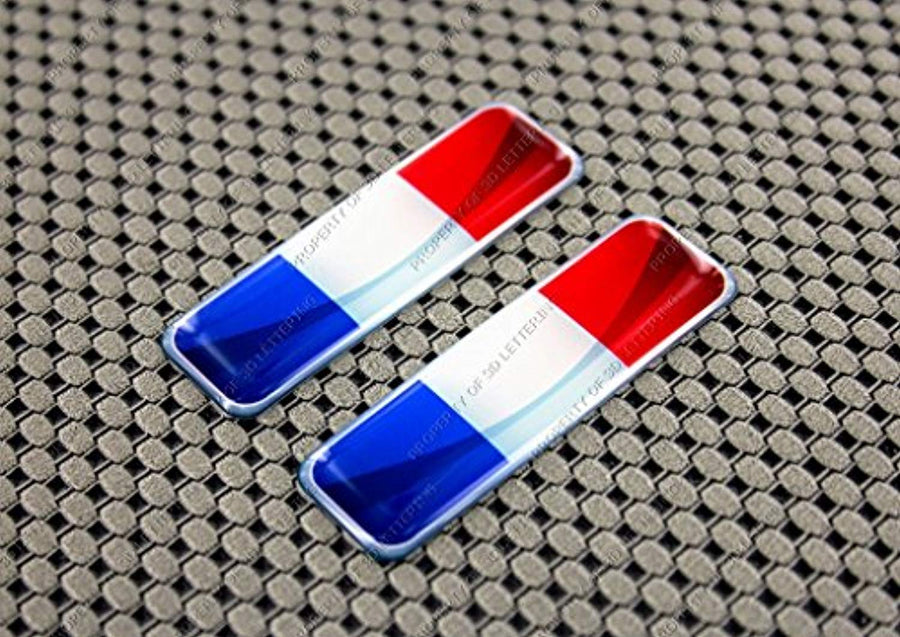 France Flag Raised Clear Domed Lens Decal Set 2.3"x 0.73"