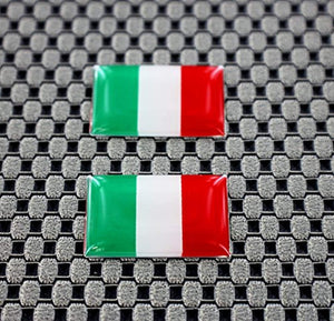 Italy Flag Chrome Outline Raised Clear Domed Lens Decal Set 1"x 0.65"