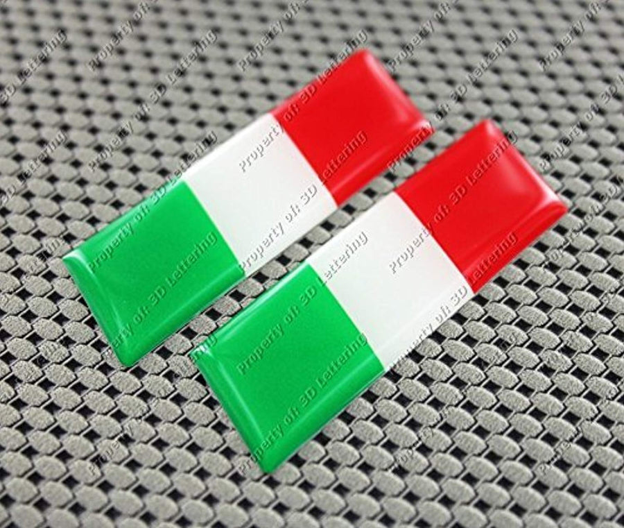 Italy Flag Raised Clear Domed Lens Decal Slanted Set 3.5"x 1"