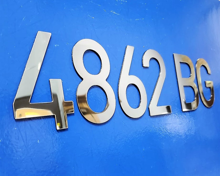 Boat & Jet ski Registration Numbers Flat Flexible Chrome Laser Edge Cut Lettering Custom