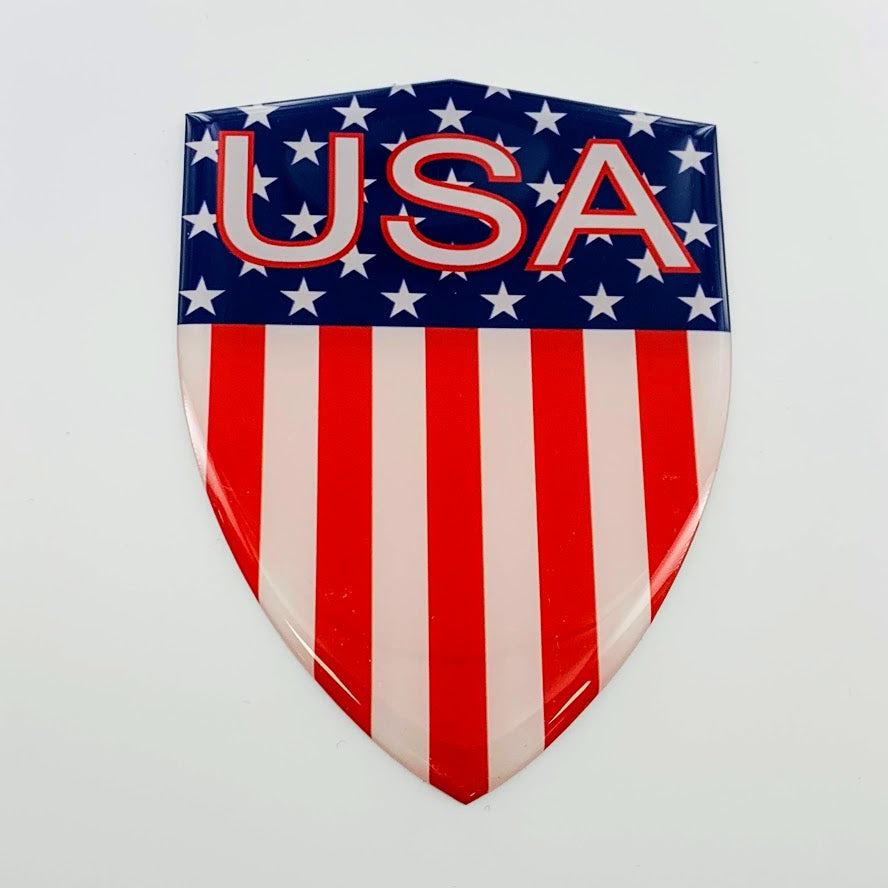 Stripes USA Flag Raised Clear Domed Lens Decal 3.2"x 4.4"