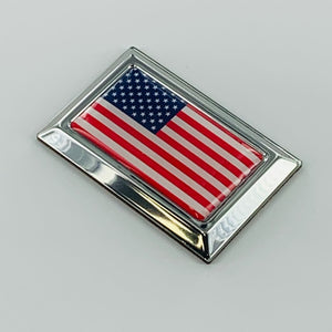 USA Flag  Chrome Emblem Badge 2.25" x 1.40"