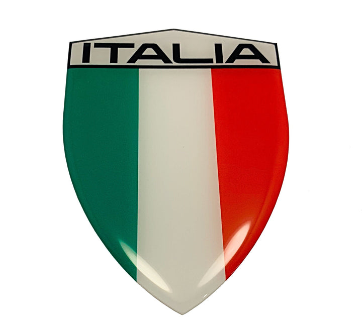 Italy Italia Flag Raised Clear Domed Lens Decal 3.2"x 4.36"