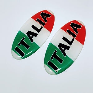 Italy Italia Flag Raised Clear Domed Lens Decal Set Oval 4"x 1.5"