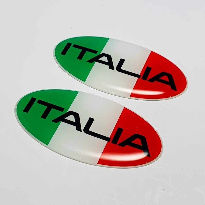 Italy Italia Flag Raised Clear Domed Decal Oval 2.5"x 1.3"