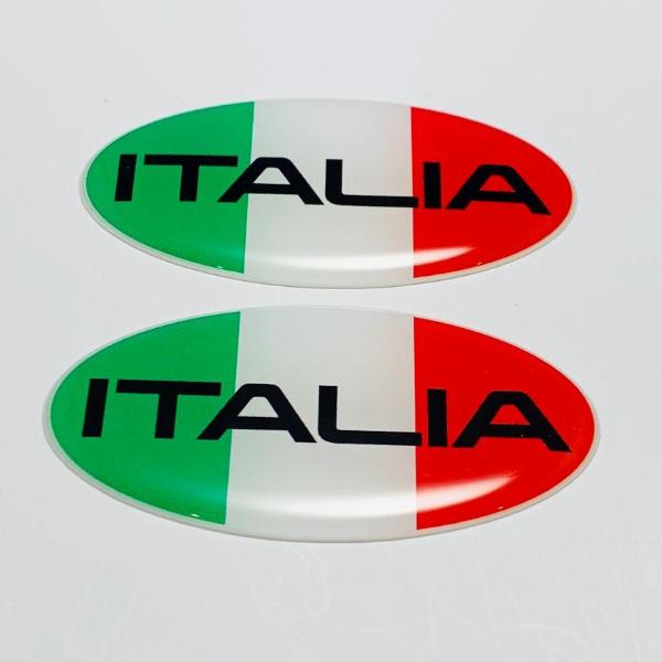 Italy Italia Flag Raised Clear Domed Decal Oval 2.5"x 1.3"