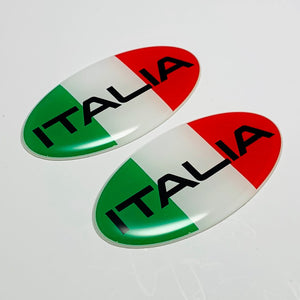 Italy Italia Flag Raised Clear Domed Decal Oval 2.5"x 1.3"