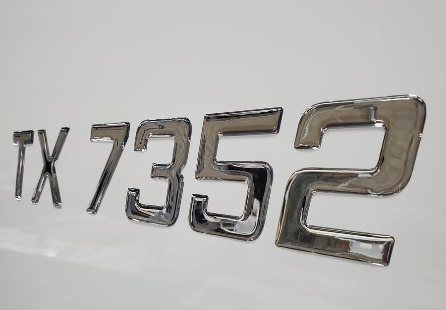 Master Series Domed Lettering Boat Registration Numbers Plain Chrome Custom