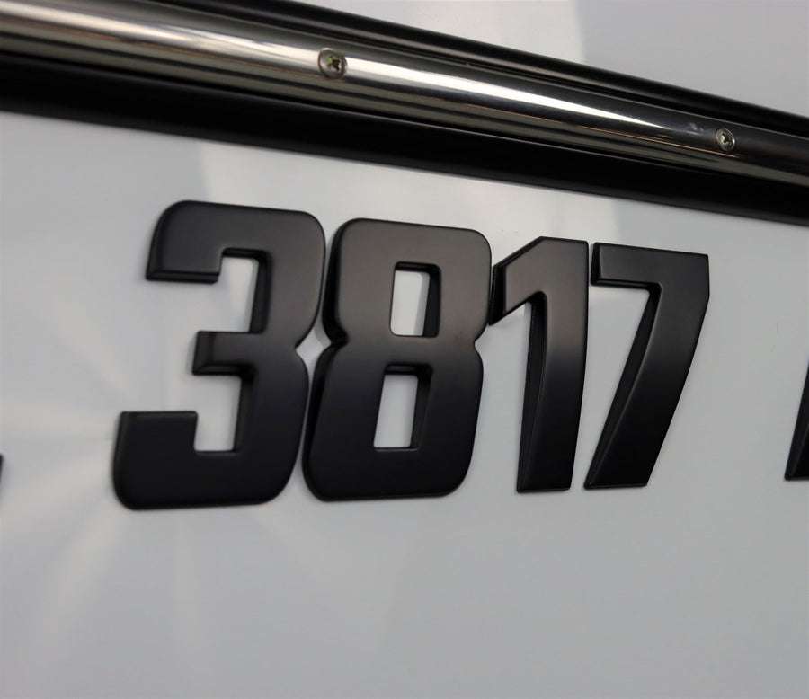 Matt Black Boat Registration Numbers Emblem Pro Speed Style 16 PCS