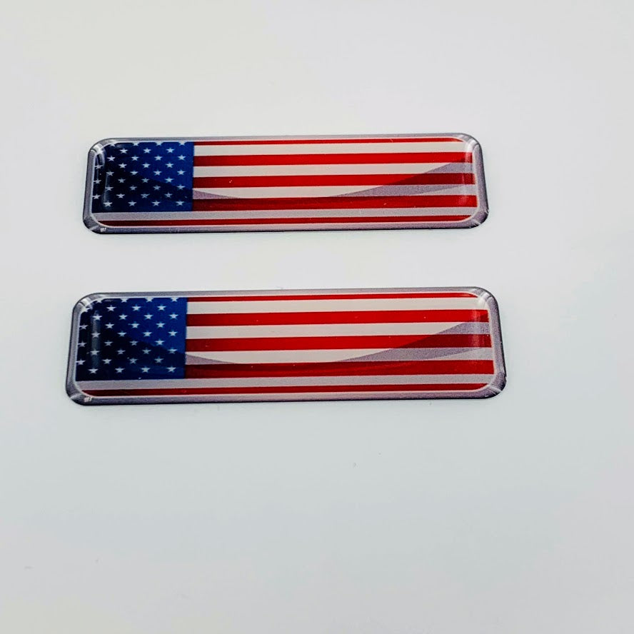 USA Flag Raised Clear Domed Lens Decal Set 2.3"x 0.73"