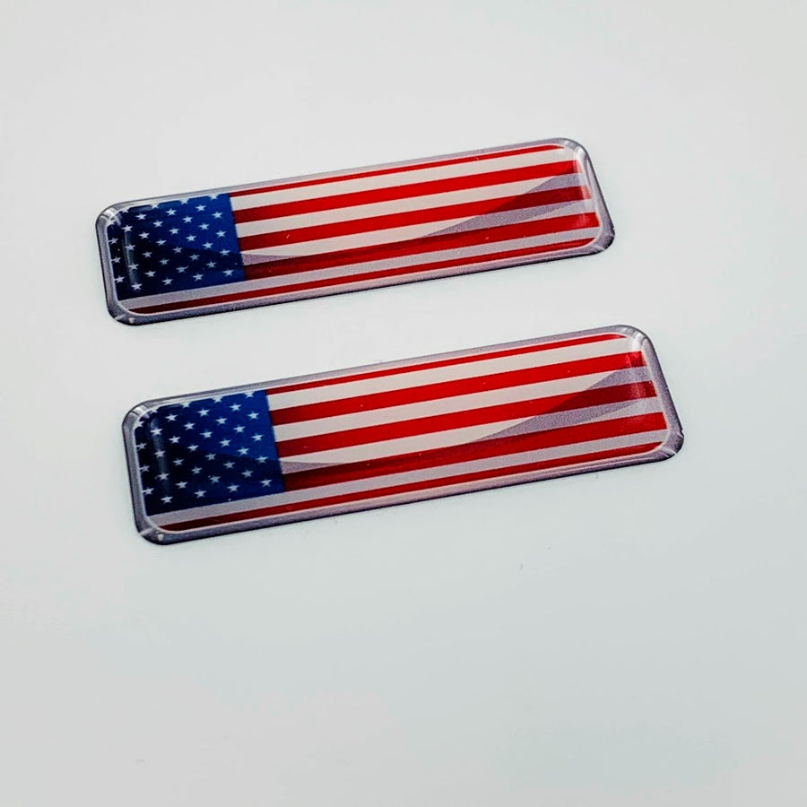 USA Flag Raised Clear Domed Lens Decal Set 2.3"x 0.73"