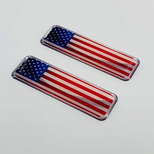 USA Flag Raised Clear Domed Lens Decal Set 2.3"x 0.73"