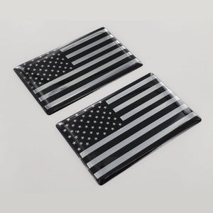 USA Flag Monochrome Raised Clear Domed Lens Decal Set 2"x 1.3"