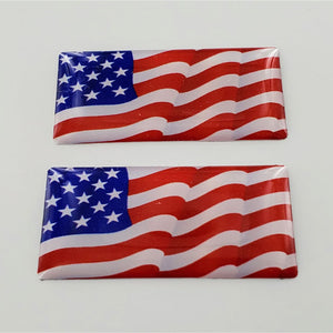 USA Flag Raised Clear Domed Lens Decal Set 1.5"x 0.72"