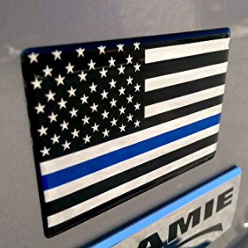 USA Thin Blue Line Flag Raised Clear Domed Lens Decal 3"x 2"