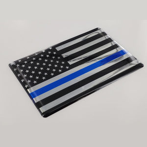 USA Thin Blue Line Flag Raised Clear Domed Lens Decal 3"x 2"