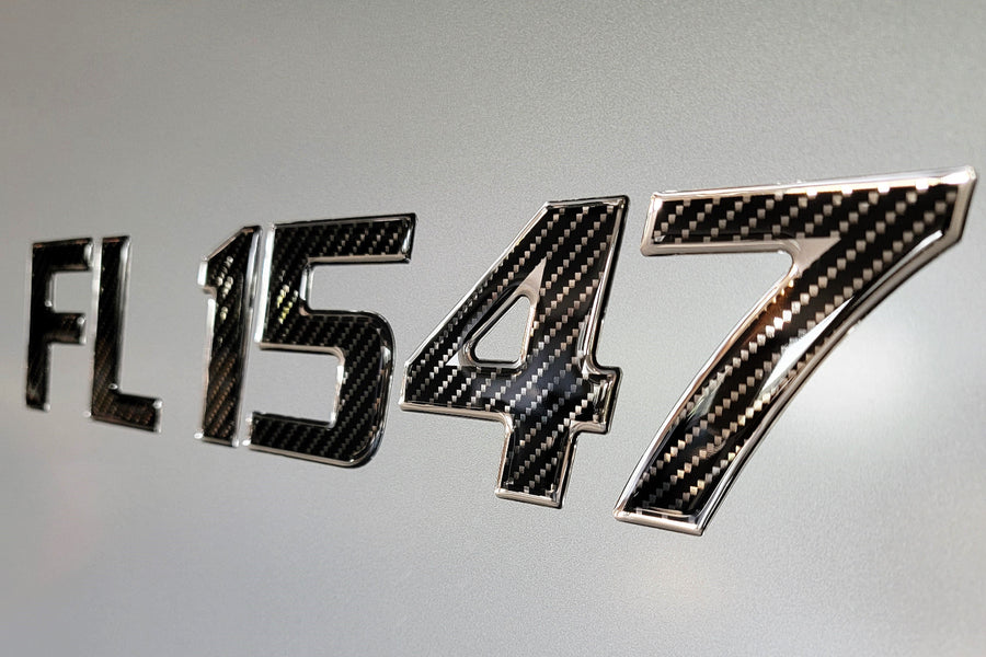boat registration number stickers raised