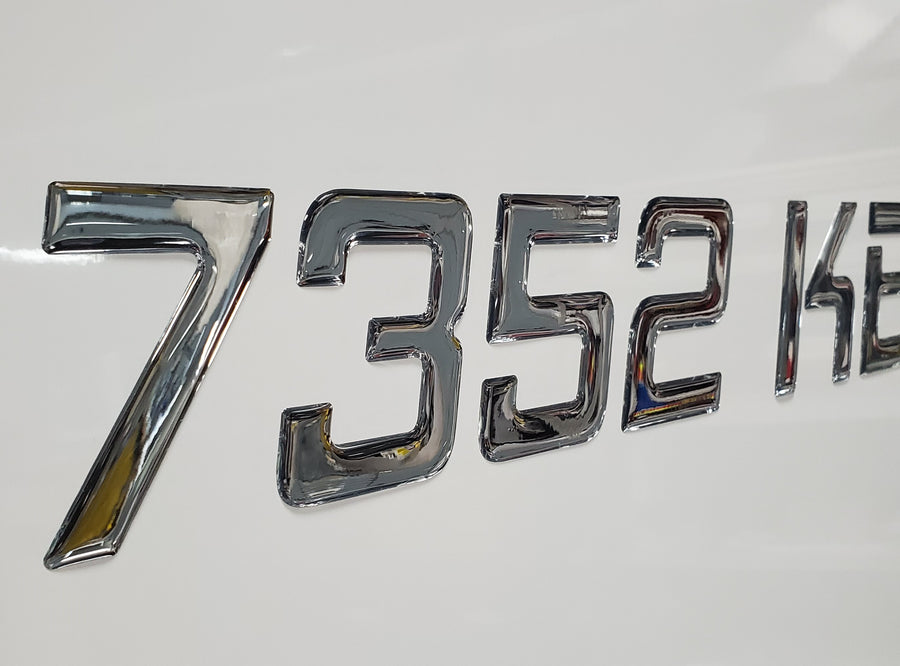 Master Series Domed Lettering Boat Registration Numbers Plain Chrome Custom