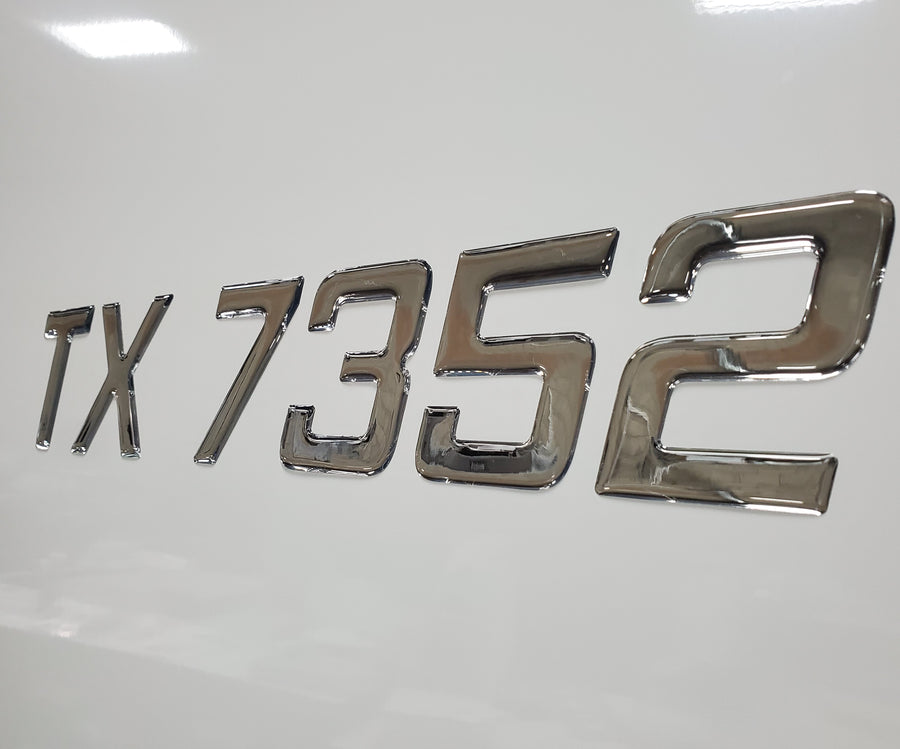 Master Series Domed Lettering Boat Registration Numbers Plain Chrome Custom